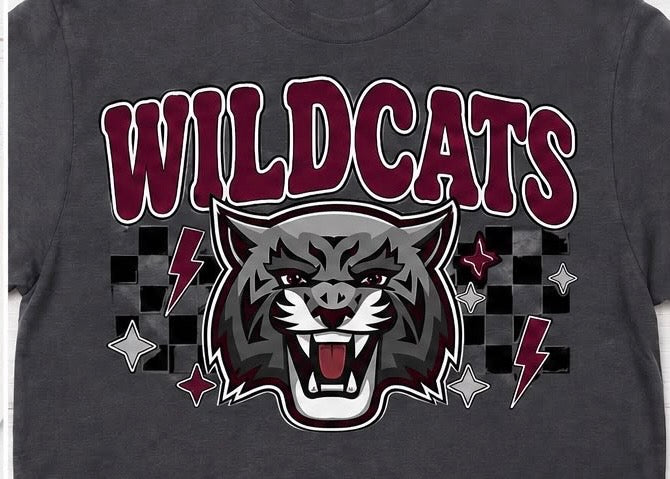 Wildcats Lightning - Grey Cotton Tee