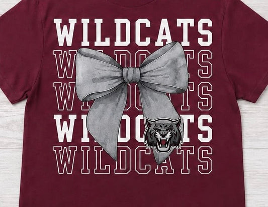 Wildcats Bow - Maroon Cotton Tee